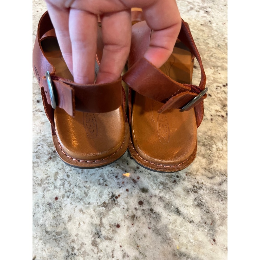 Keen Lana Cross Strap Sandals Brown Leather Slingback Flat 1022582 Womens 9 - Picture 4 of 6